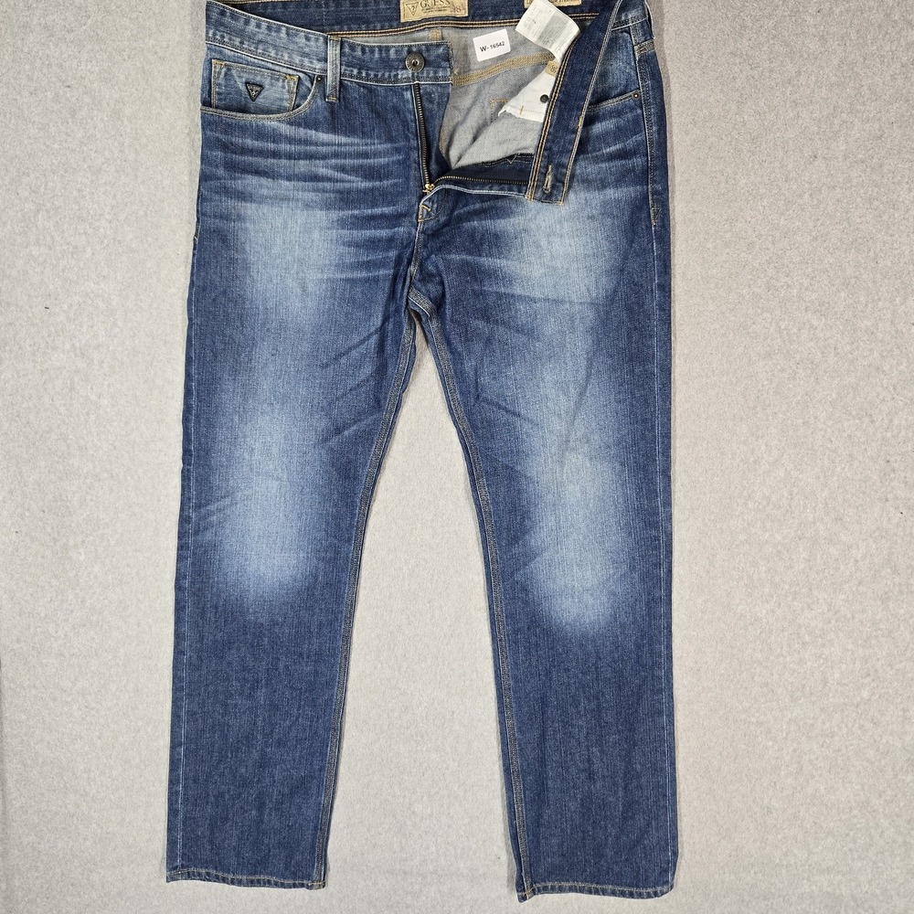 GUESS Men Jeans 36 Blue Denim Lincoln Slim Straight 31" Inseam